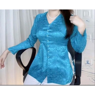 [ Áo Lẻ 50-110 ký ] Cổ Tim bà ba Nữ gấm  trơn có hoa không quần