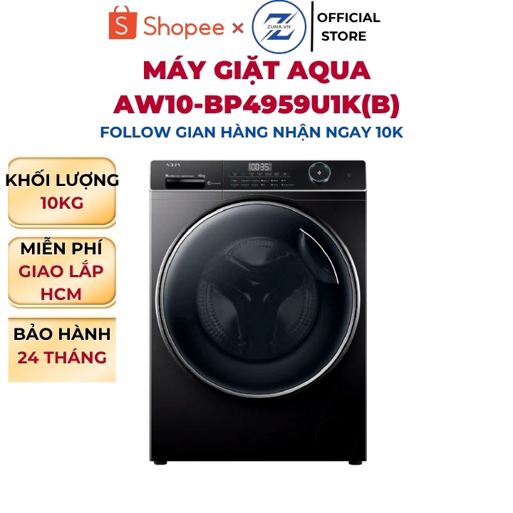 Máy giặt cửa trước Inverter Aqua 10KG AW10-BP4959U1K(B) - Bảo hành 24 tháng