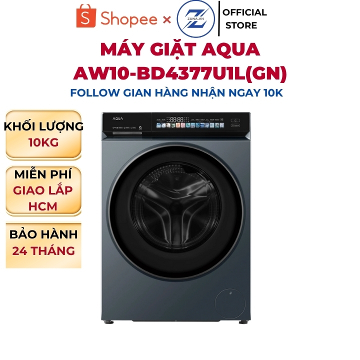 Máy giặt cửa trước Inverter Aqua 10KG AW10-BD4377U1L(GN) - Bảo hành 24 tháng
