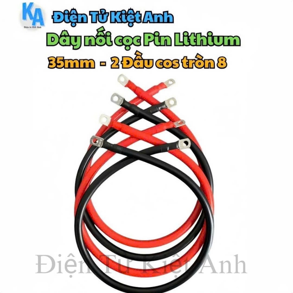 Dây nối cọc bình ắc quy pin Lithium chính hãng 35mm - 2 đầu cos tròn 8