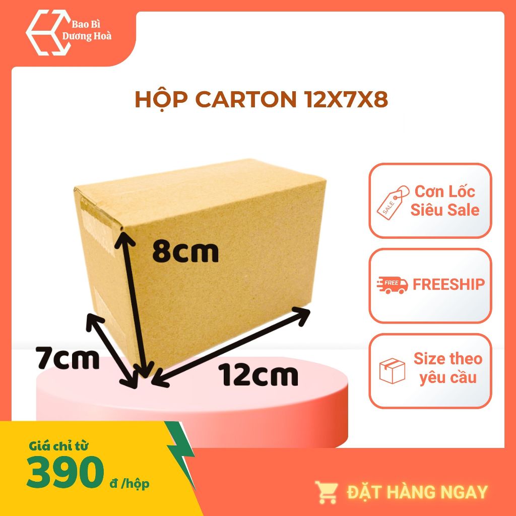 12x7x8 COMBO 100 hộp carton đóng hàng giá xưởng - Bao Bì Dương Hoà