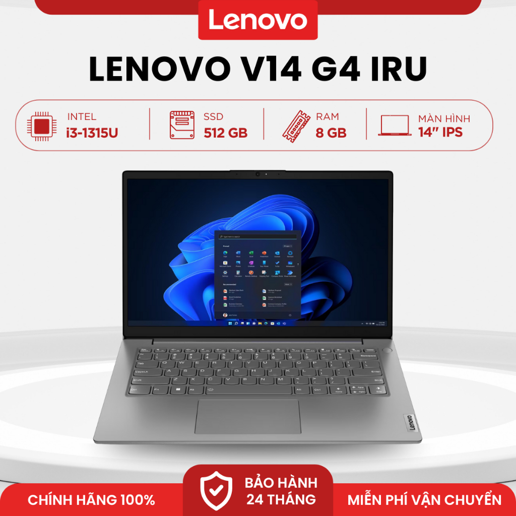 Laptop Lenovo V14 G4 IRU | i3-1315U | 8GB | 512GB | Intel UHD | 14" | Win 11 Bản Quyền Chính Hãng