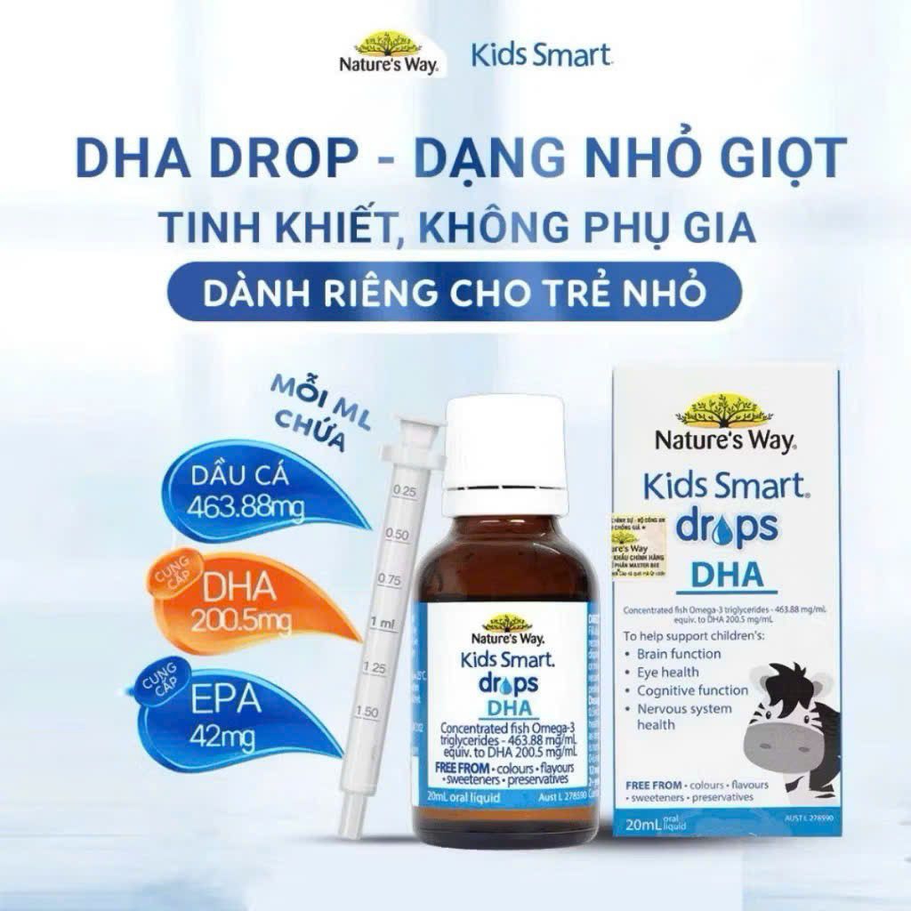 DHA Drops Nature's Way Kids Smart Drops Siro Thông Minh Bổ Sung DHA EPA, Hỗ Trợ Bổ Não Và Mắt Cho Bé