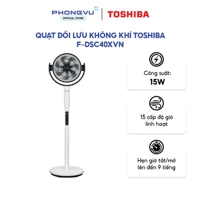 Quạt đối lưu không khí Toshiba F-DSC40XVN 15W - 7 Cánh, Luồng gió 12M, Hẹn giờ, ion âm lọc không khí - Bảo hành 12 tháng