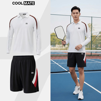 [TẶNG COMBO 2 ĐÔI TẤT]Set bộ thể thao nam Pickleball Promax Flexline Áo dài tay + Quần đùi thấm hút tốt Coolmate