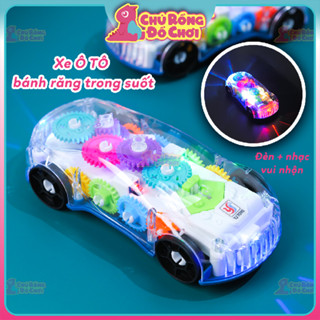  Xe ôtô đồ chơi trong suốt phát sáng có đèn nhạc cho bé cảm biến va chạm kèm pin | Chú Rồng Đồ Chơi 