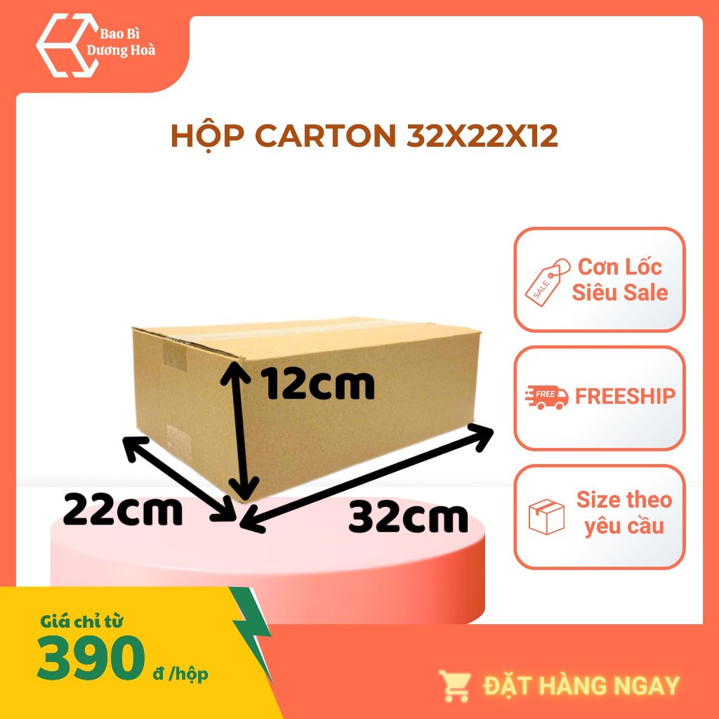 32x22x12 COMBO 50 Hộp Carton Đóng Gói Hàng Giá Rẻ - Bao Bì Dương Hoà