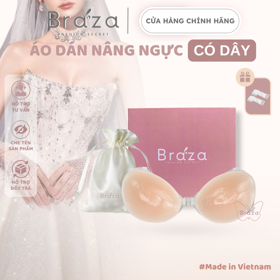  Áo Dán Nâng Ngực Silicone Braza Tạo Khe Cài Trước Siêu Chắc Có Dây Sử Dụng Nhiều Lần Cao Cấp - 4950 