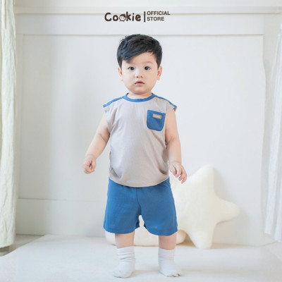 Đồ Bộ Bé Trai COOKIE, Bộ Cánh Dơi Phối Túi Từ 6 Tháng Đến 5 Tuổi 2025, Tank Top Bé Trai