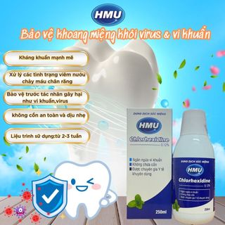 (𝗰𝗵𝗶́𝗻𝗵 𝗛𝗮̉𝗻𝗴💯%) Com Bo 2 chai nước súc miệng HMU Chlorhexidine