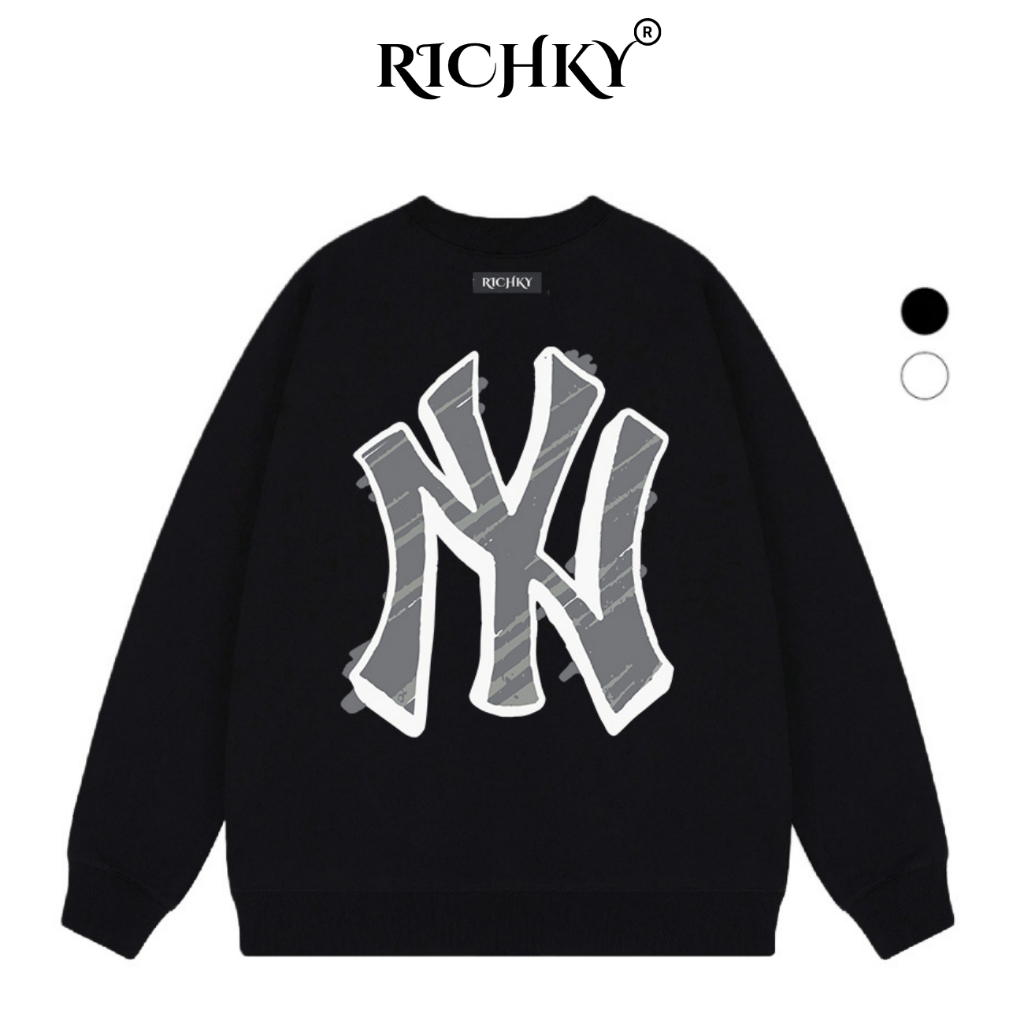 Áo Sweater Richky Luxury Premium Nỉ Mlb Ny Dark Grey