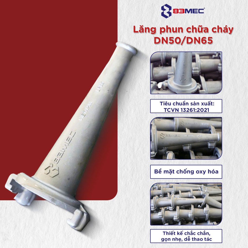 [CÓ TEM KIỂM ĐỊNH] Lăng phun chữa cháy DN50/DN65 - 83MEC đúc nguyên khối bằng hợp kim gang