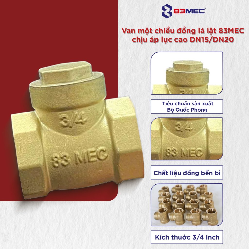 Van một chiều đồng lá lật 83MEC chịu áp lực cao DN15/DN20