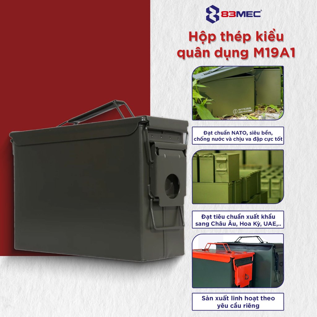 Hộp thép kiểu quân dụng M19A1 - 83MEC