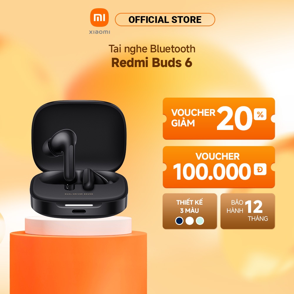 Tai nghe Bluetooth Redmi Buds 6 | Driver kép mạnh mẽ | Tổng thời lượng 42H | Công nghệ chống ồn, ngh
