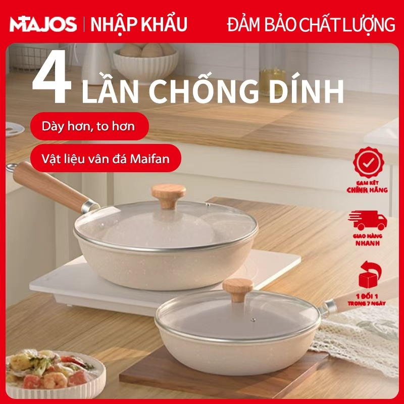 Chảo chống dính vân đá Nhật chảo sâu lòng Chảo vân đá phủ lớp chống dính - Chảo sâu lòng chống dính 