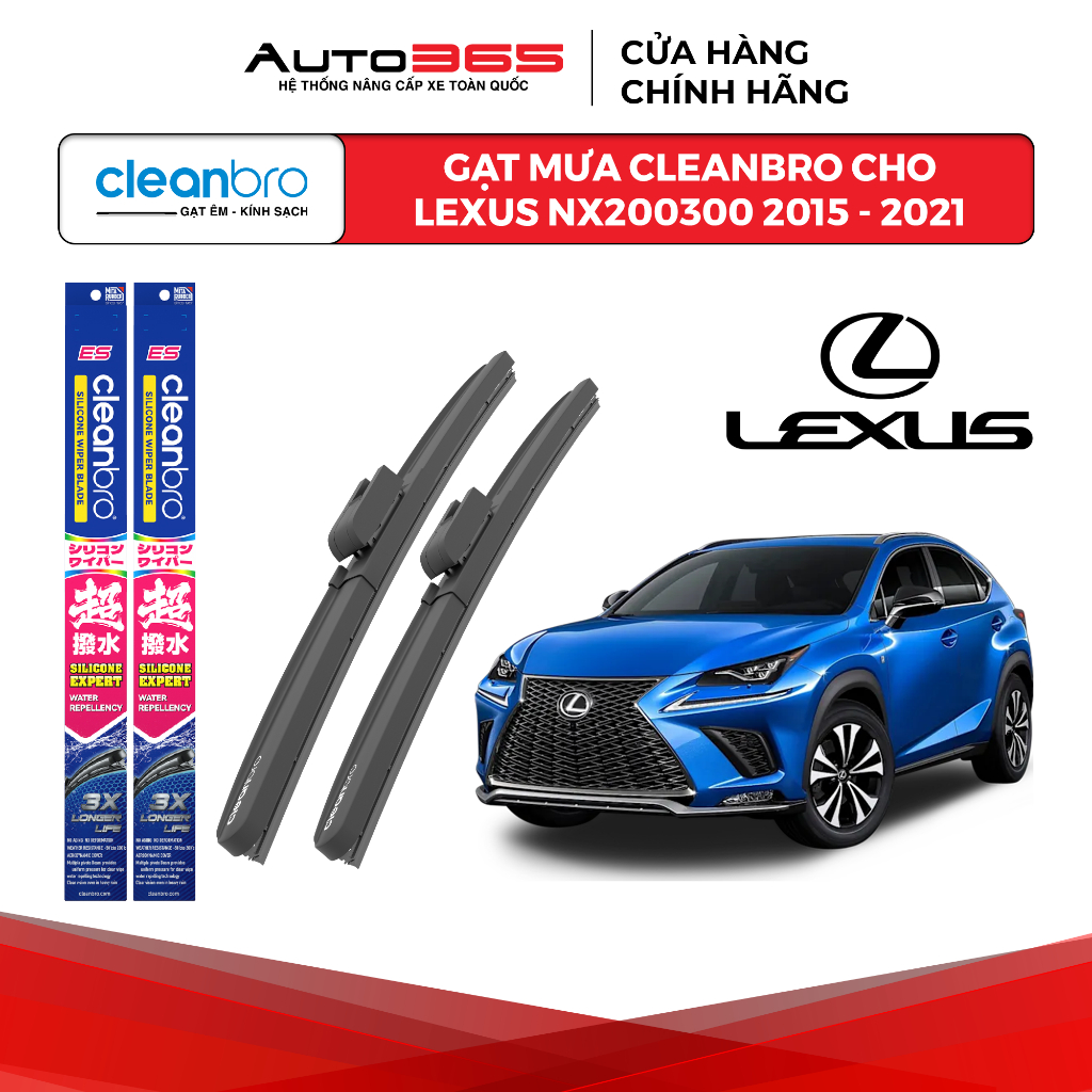Gạt mưa Cleanbro cho xe ô tô Lexus Nx200 Nx300 Nx350H Nx350F Is250 Is300 lưỡi silicon phủ nano - Aut