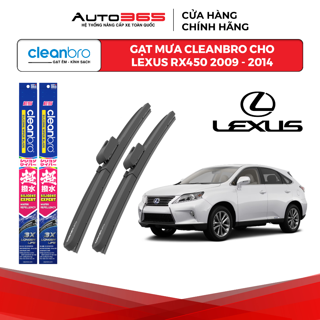 Gạt mưa Cleanbro cho xe ô tô Lexus Rx450 Rx350 Rx200 Rx300 Rx350 lưỡi silicon phủ nano - Auto365 Sto
