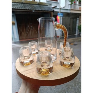 Set 6 ly uống r ượu, bình rót pha lê, vàng 24k(khách chọn hàng theo phân loại)