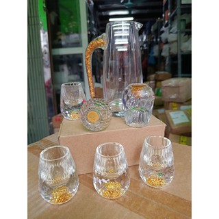 Set 6 ly uống r ượu, bình rót pha lê, vàng 24k(khách chọn hàng theo phân loại)