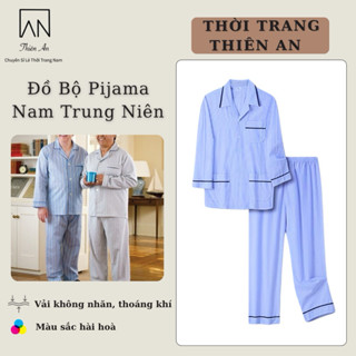 [FREESHIP] Đồ Bộ Nam Pijama Thích Hợp Với Nam Trung Niên Chất Liệu Vải Cotton Thoáng Mát Thiên An TA95PA