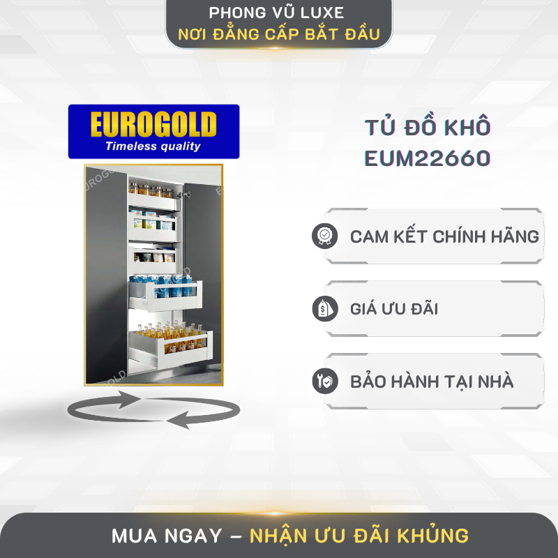 Tủ Kho Ngăn Kéo Độc Lập Eurogold EUM22660 – Phụ Kiện Tủ Bếp Inox Chính Hãng