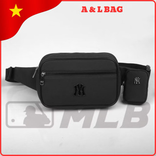 2 in 1 - Túi Bao Tử, Túi Đeo Chéo MLB Chất Liệu Da Si Chống Nước Logo Kim Loại Kèm Túi Nhỏ Size 23*14*6cm