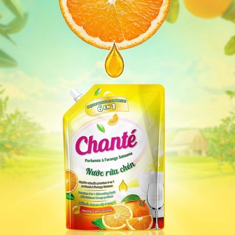 Nước Rửa Chén Chanté- Hương Cam - túi x 3.2kg