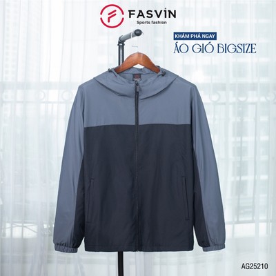 Áo gió nam BIGSIZE FASVIN AG25214.HN có mũ vải thể thao 02 lớp lót mềm mại hàng chính hãng
