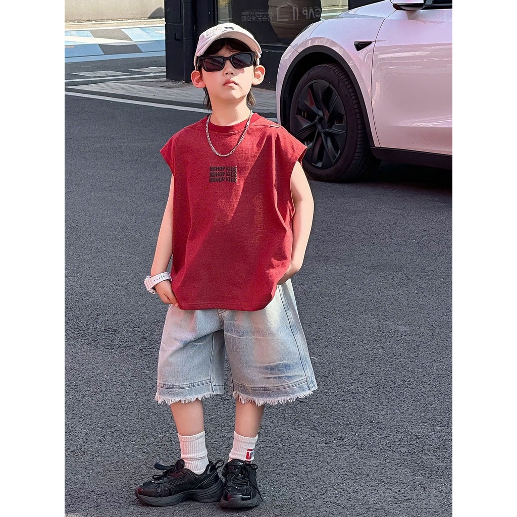 QUẤN SOOC JEAN NHẠT TUA ỐNG BÉ TRAI - MSSHOP KIDS 5264