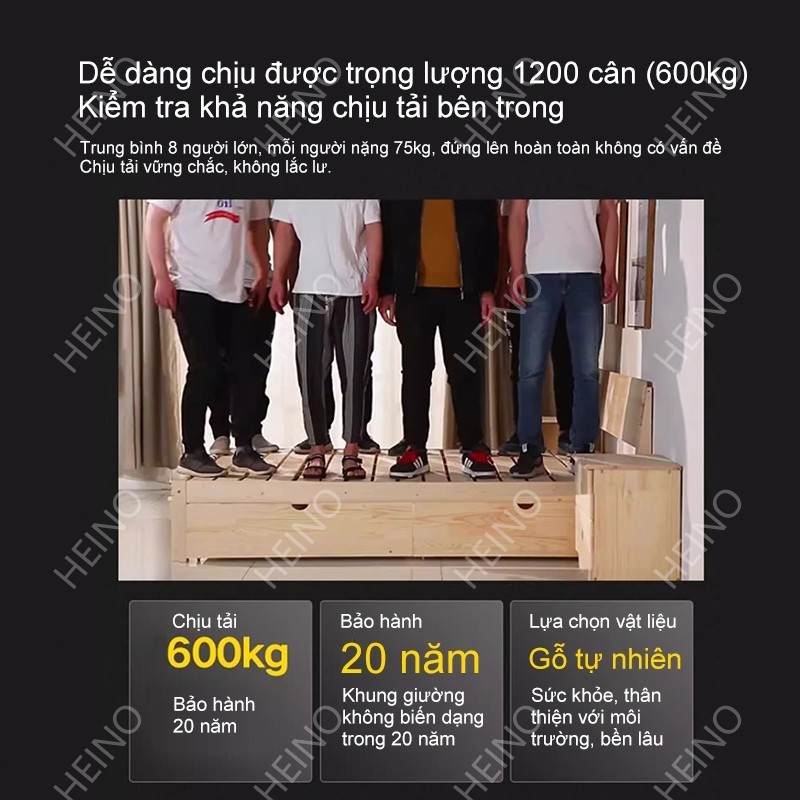 HEINO Giường ngủ gỗ thông tự nhiên bền đẹp nhiều kích thước Giường ngủ gỗ cn MDF Phong Cách Hiện Đại | BigBuy360 - bigbuy360.vn