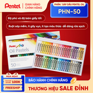   Tặng sổ tô  Màu Sáp Dầu Pentel PHN 12 - 50 Màu Tươi Sáng Sáp Mềm Dễ Tán Lên Màu Mịn 