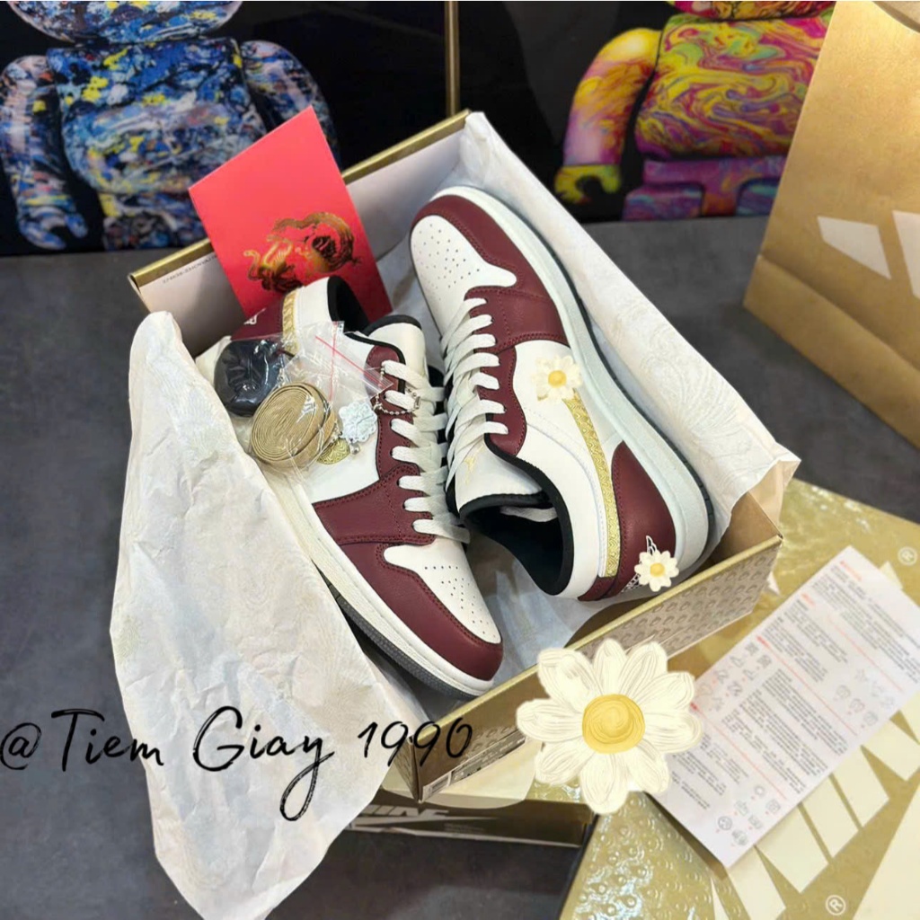 Giày Thể Thao Jd  Ni_ke Air Jorda  ‘Year of the Dragon’,Giày Jd Thấp Cổ Biểu Tượng Rồng