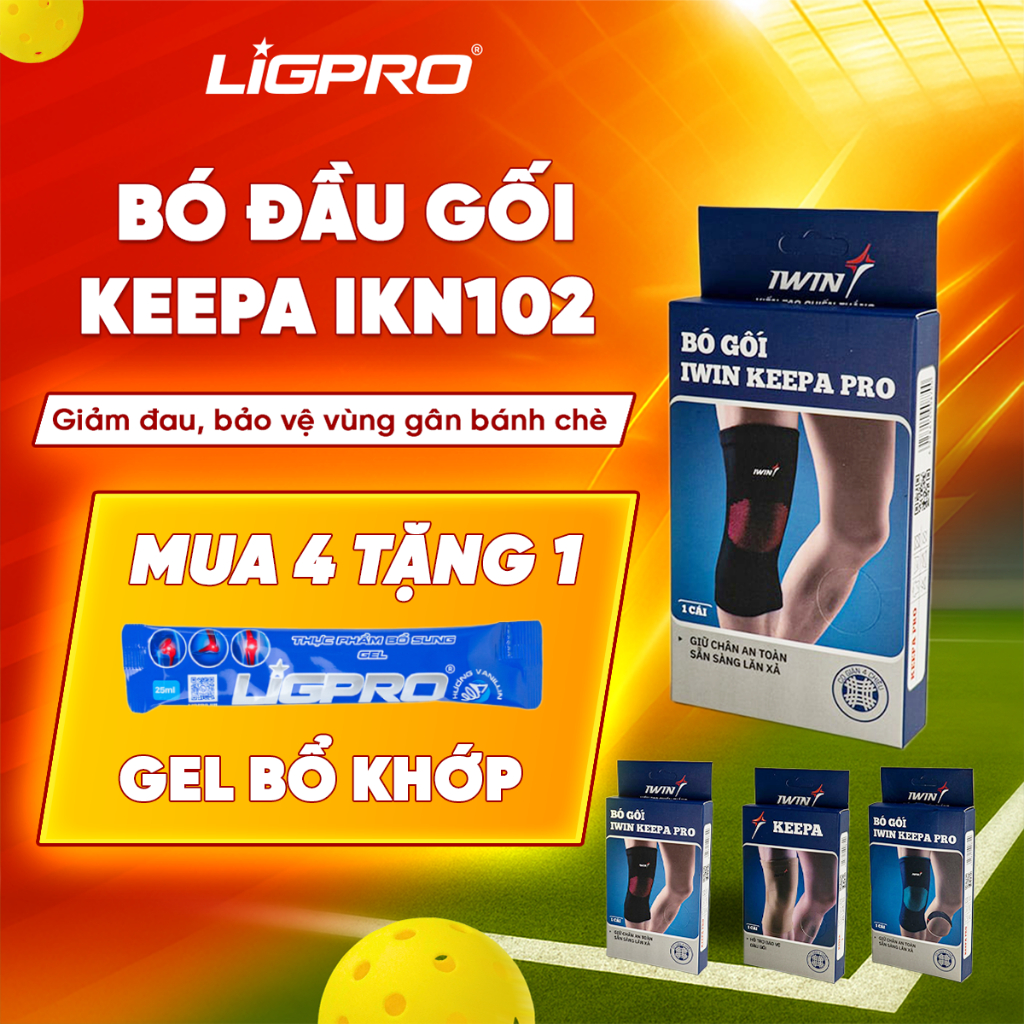 Bó gối iWin Keepa IKN102 - Bảo Vệ Khớp Gối Khi Tập Gym, Bóng Chuyền, Cầu Lông, Chạy Bộ & Pickleball
