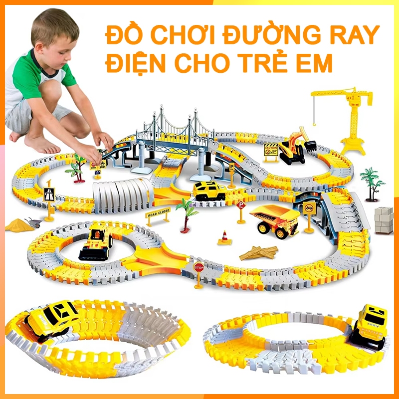 Bộ Đồ Chơi Xe Điện Đường Ray Xe Lửa Lắp Ráp