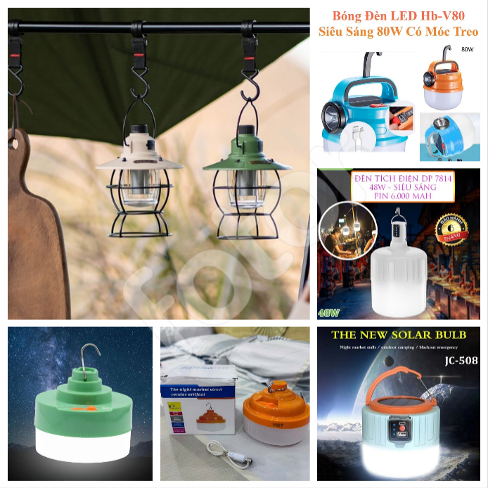 [FREESHIP] ĐÈN TÍCH ĐIỆN SIÊU SÁNG HT-855, HB-V80 (80W), DP-7814, DP-7048, JC-508, MX-519 SẠC NĂNG L