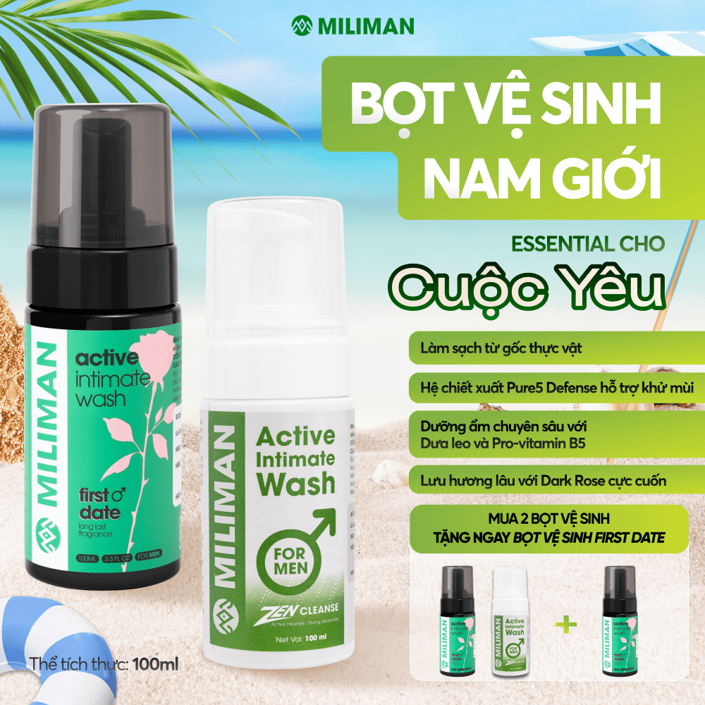 Bọt Vệ Sinh Nam Giới Miliman 100Ml | Làm Sạch Nhẹ Nhàng, Khử Mùi, Dưỡng Da Vùng Kín