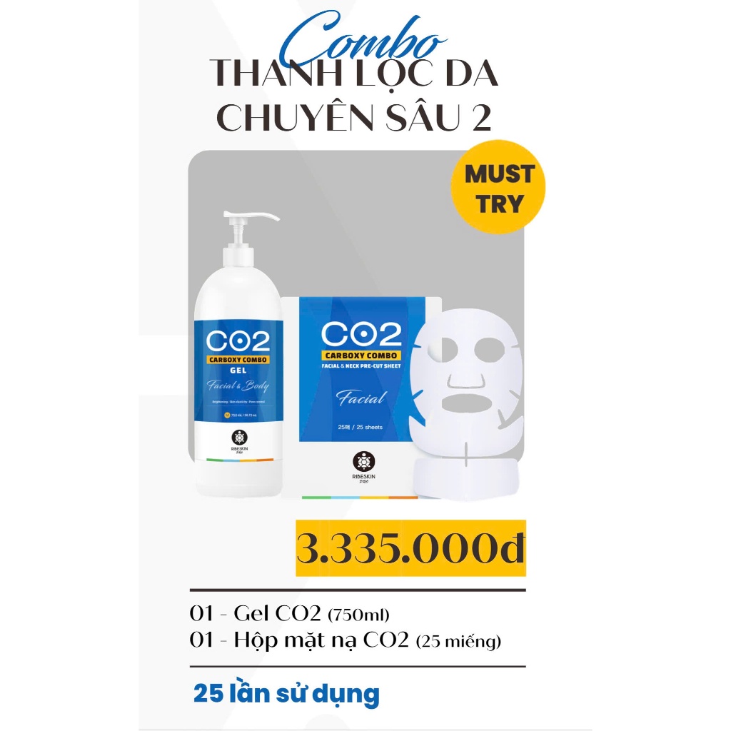 Bộ thải độc da CO2 Carboxy Ribeskin giúp da sạch sâu, căng bóng, ngăn ngừa mụn