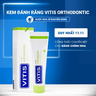  Kem đánh răng cho Răng niềng Vitis Orthodontic Sạch mảng bám mắc cài Bổ sung Fluoride Ngừa sâu răng Tuýp 100ml 