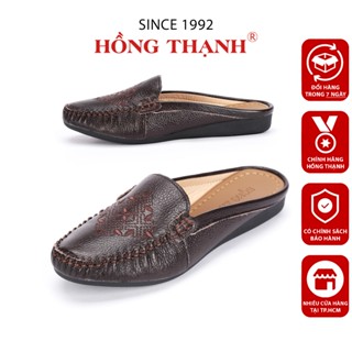  Giày Sục Trung Niên Nữ HỒNG THẠNH Sabo Da Bò Thêu Họa Tiết Êm Chân Chống Trượt - 5836 