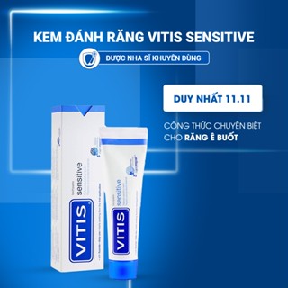  Kem đánh răng chống Ê buốt răng VITIS SENSITIVE Tái tạo khoáng chất men răng Ngăn ngừa tụt nướu tụt lợi Tuýp 100ml 
