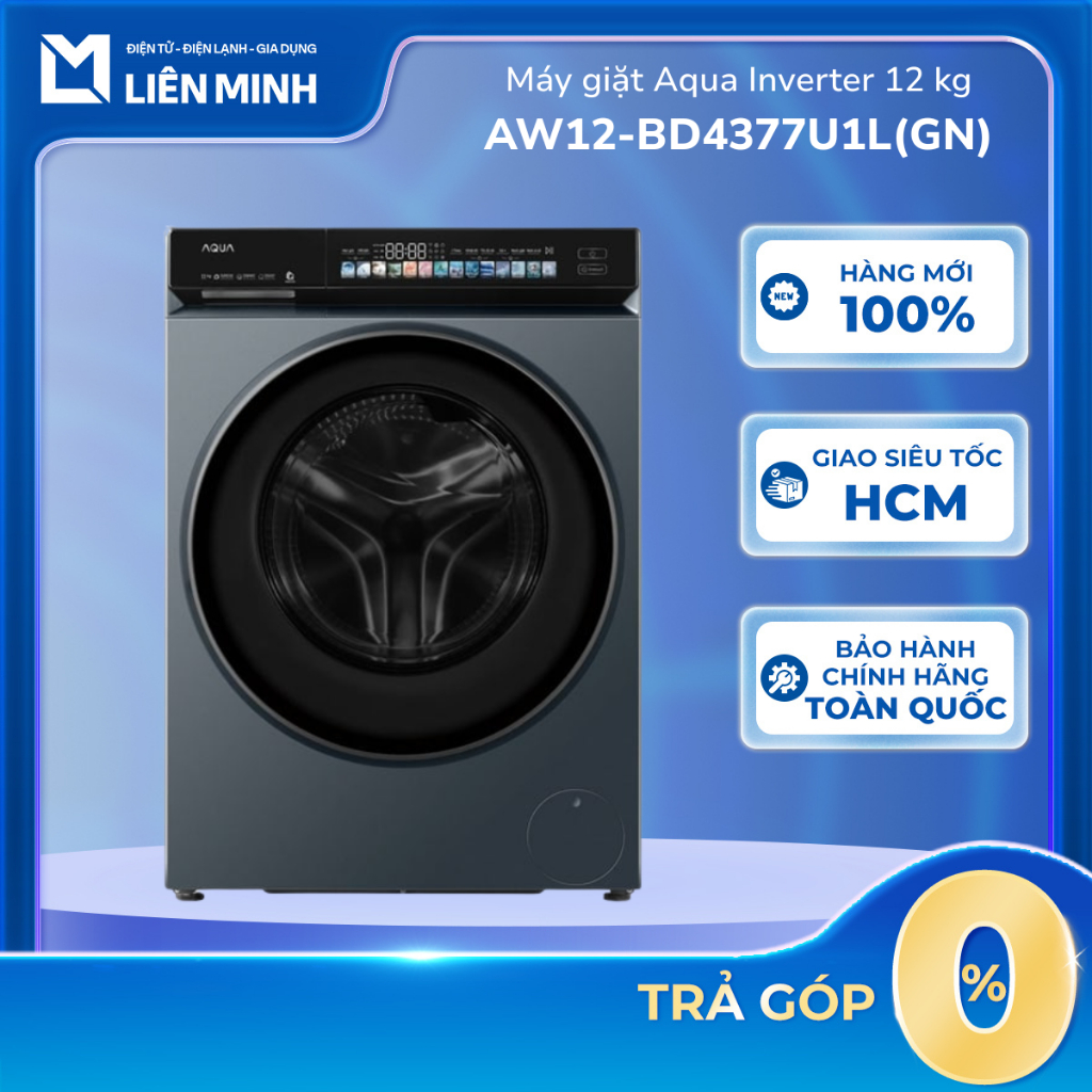 AW12-BD4377U1L(GN) - Máy Giặt Aqua Inverter 12 Kg AW12-BD4377U1L(GN) - Bảo Hành Chính Hãng