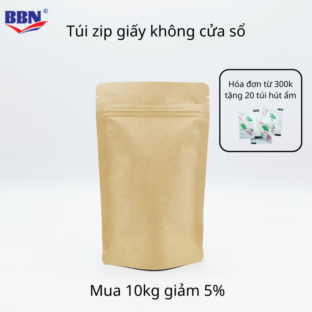 Túi Giấy Lót Nhôm Đáy Đứng 22x30 – Zipper Chống Ẩm – Không Cửa Sổ – Túi Đóng Gói Thực Phẩm