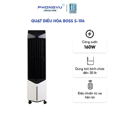 Quạt điều hòa Boss S-106 - Bình 28L, Làm Mát Cho Phòng 30–35m², Điều Khiển Thông Minh, Hẹn Giờ - Bảo hành 24 tháng