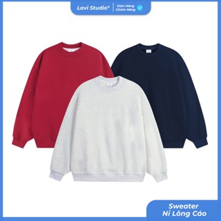  Áo Sweater Trơn Nỉ Lót Nhung Lavi Studio Mềm mịn Unisex Nam Nữ Premium 