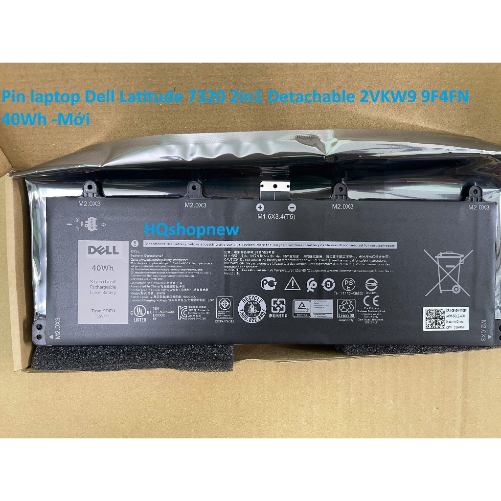 ⚡️ Pin laptop Dell Latitude 7320 2in1 Detachable 2VKW9 9F4FN 40Wh - Mới
