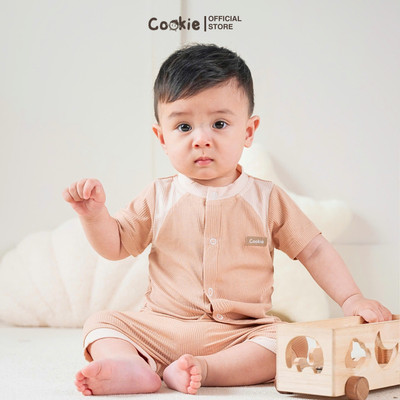 Bộ Sơ Sinh Cộc Tay COOKIE Wavy Cài Giữa Cho bé Từ 0 Đến 9 Tháng 2025