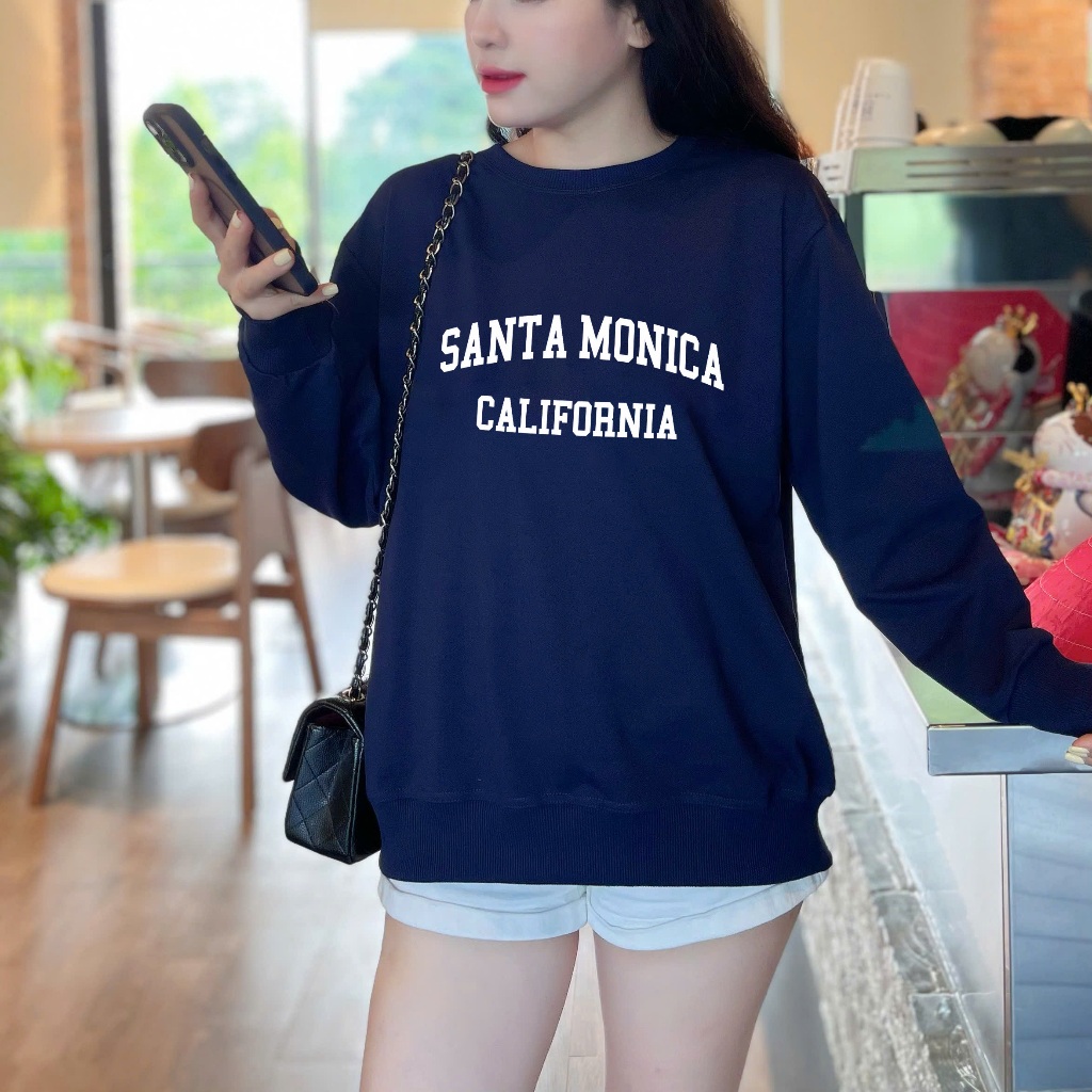 Áo Nỉ Dài Tay DORRIS N SW Santa Monica California Form Rộng Vải Da Cá Dày Dặn