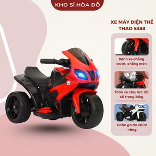  Xe máy điện thể thao cho bé mẫu mới 5388 có bàn đạp ga tặng kèm sạc cho bé từ 1-3 tuổi_KHO SỈ HÒA ĐỖ 