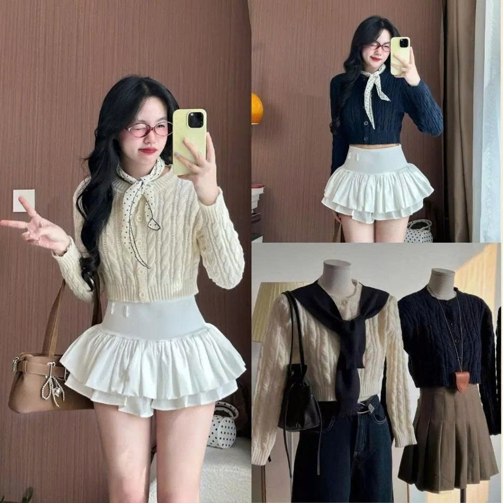 Áo Len Vặn Thừng Croptop Freesize Nhiều Màu Sắc Phong Cách  Retrostyle - CDG2490